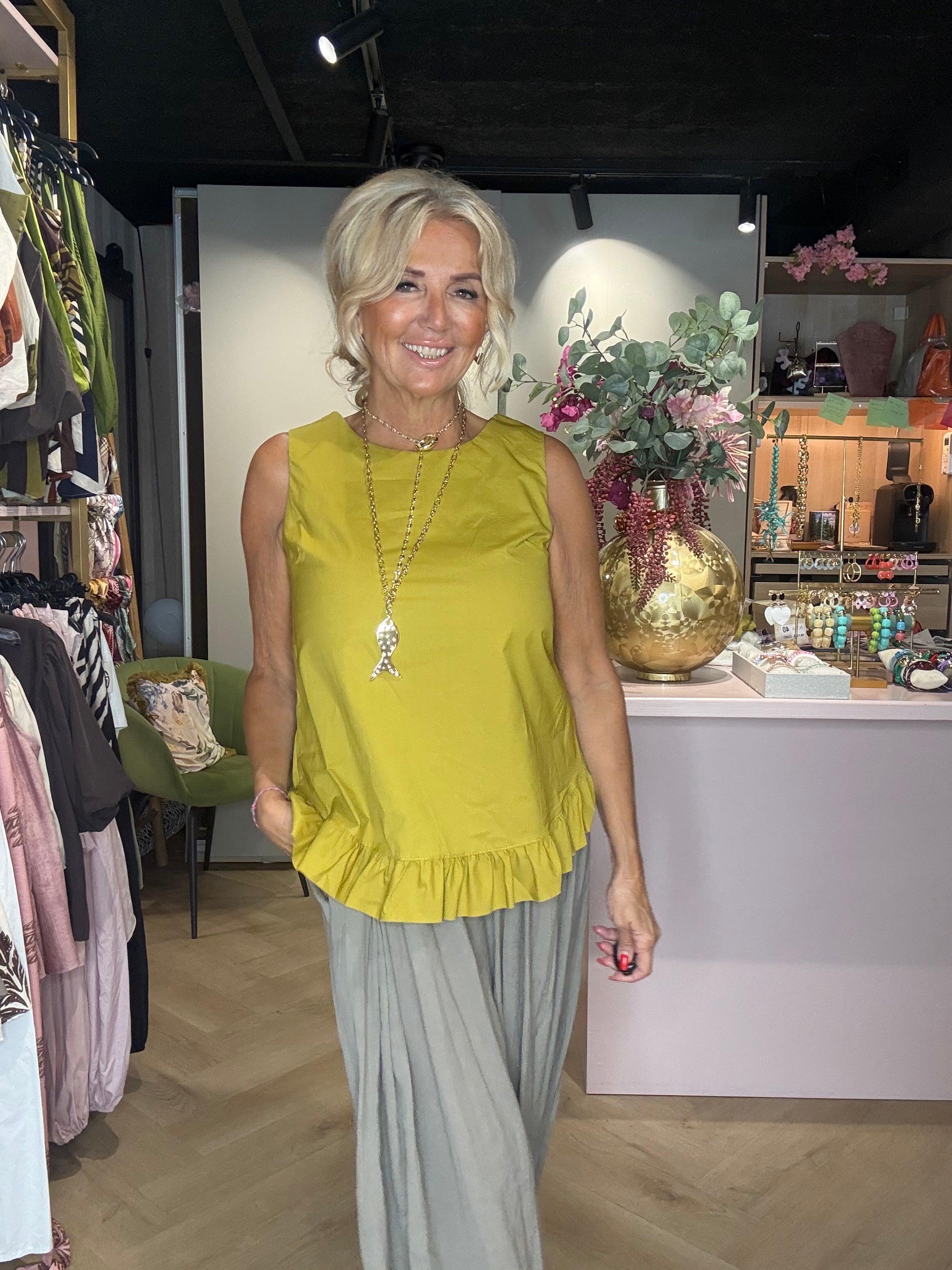 Top ruffle mosterd geel